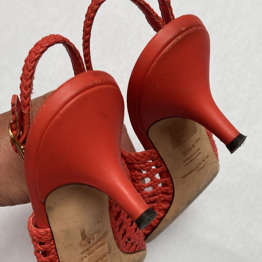 Dolce Gabbana coral basket leather weave kitten heels 40.5 9.5 10 - Picture 4 of 6